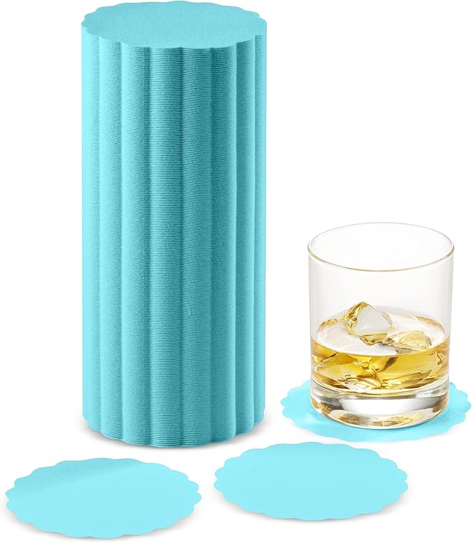 Disposable Mint Blue Paper Coasters for Drinks, 3.5 Inch Round Coasters for Bar, Cocktail, Beverage, Wine Or Event, 500 Pack Bulk