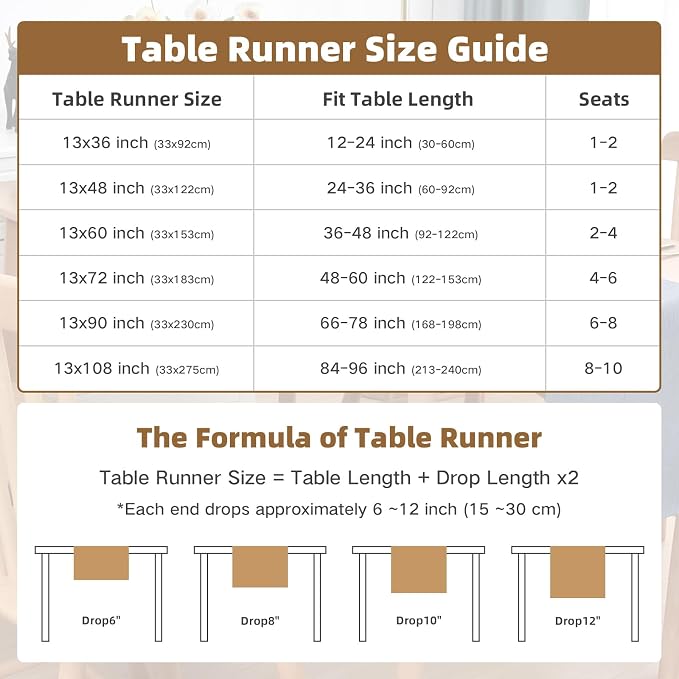 Faux Linen Table Runner Water Resistant 13 x 48 in, Coffee Table Runner - Image 5