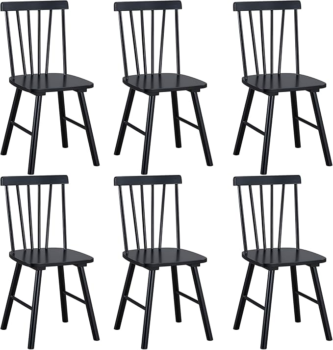DUHOME Windsor Dining Chairs Set of 6,Farmhouse Style Spindle Back Wood Dining Room Chairs Wooden Kitchen Chair for Home Kitchen,Living Room,Bistro