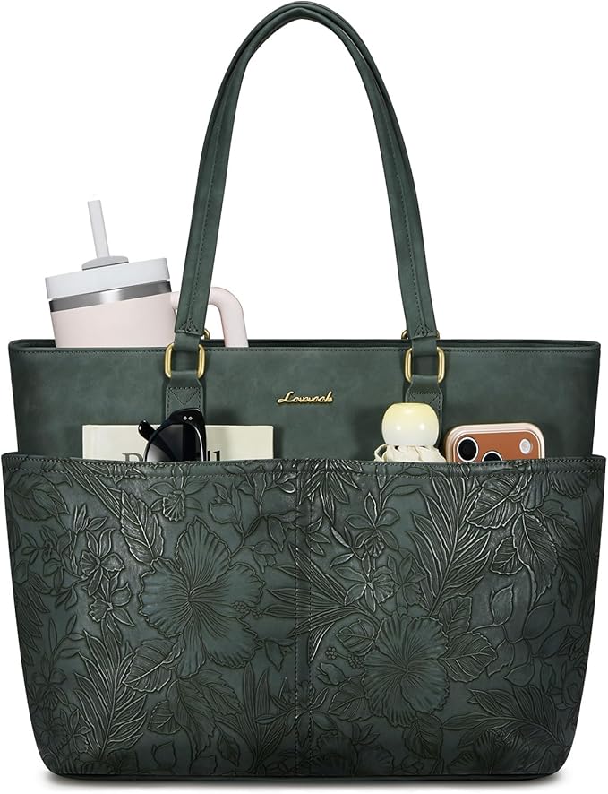 LOVEVOOK Work Tote Bags for Women, Embossed Retro Leather 15.6 Inch Laptop Bag by LOVEVOOK