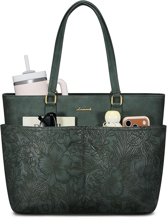 LOVEVOOK Work Tote Bags for Women, Embossed Retro Leather 17.3 Inch Laptop Bag by LOVEVOOK