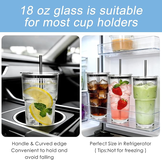 Accguan 18oz Ribbed Glass Tumbler - Image 4