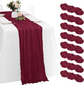 8 Pack Burgundy Cheesecloth Table Runners 20x120 Inch Gauze Table Runner 10FT by Yorcari