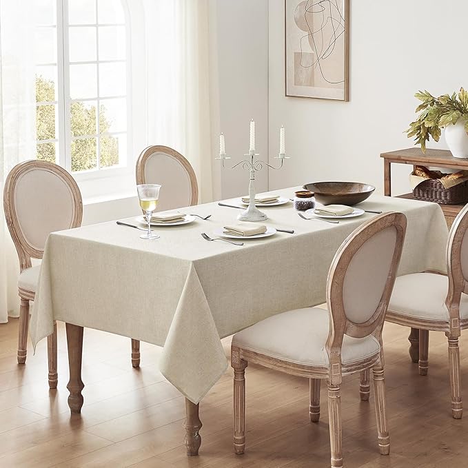 Softalker Large Tablecloths Rectangular 120 x 60 inch Linen Textured Table Cloth Outdoor Waterproof, Stain and Wrinkle Resistant,Sage Green Table Cloths for 6/8 Foot Rectangle Tables Decor for Spring