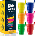 JoyServe 10 Oz Kids Cups with Built-In Straws BPA-Free Tumblers | Stackable by JoyServe