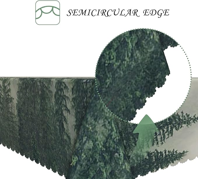 54x78 Inch Nature Scenery Rectangular Tablecloth Foggy Wild Forest Mysterious Secret Realm Table Cloth Waterproof Durable Table Cover for Home Game Room Banquet Picnic Outdoor BBQ Decor