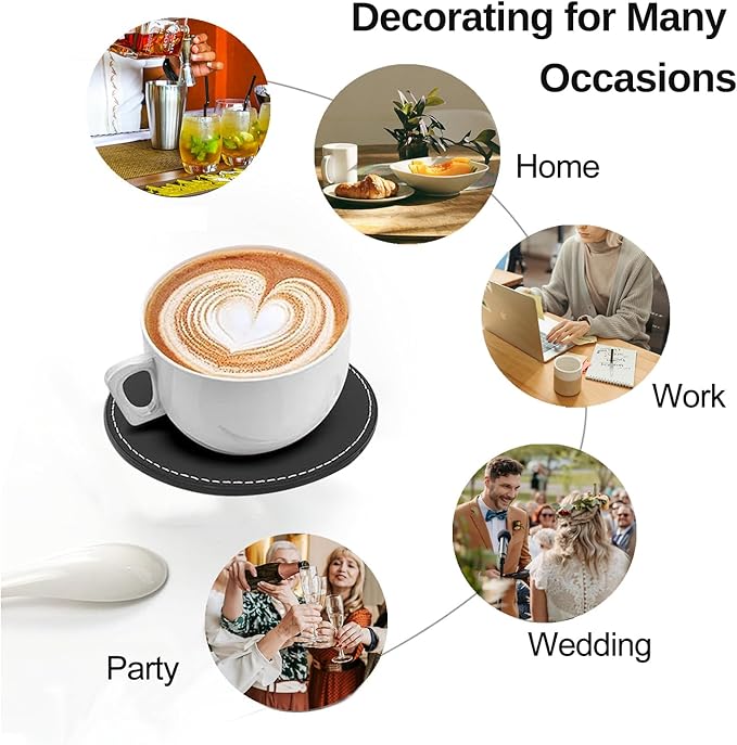 Personalized Coasters,Custom Set of 6 Leather Coaster for Drinks with Holder,DIY Customized with Name/Photo/Logo Non-Slip, Heat Resistant, Waterproof for Bars, Kitchens, Home Apartments