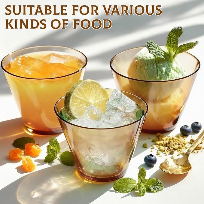 Glowserve 9 OZ Brown Disposable Plastic Cups Cocktail Cup 150 Pack | Fancy - Image 5