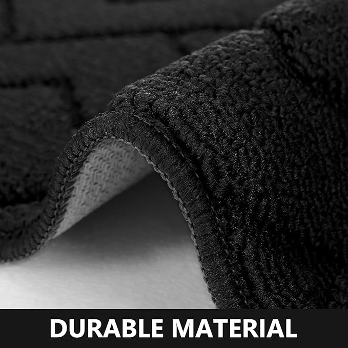 hicorfe Kitchen Runner Rug and Mats Sets,2 Pieces Super Absorbent Polypropylene Non-Slip Rug,Soft Comfort Floor Mat,Washable for Kitchen,Hallway,Office,Sink,Laundry(20" x 32"+20" x 59",Black)
