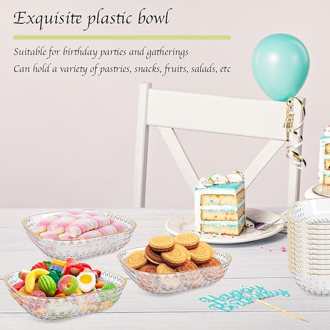 Clear Plastic Bowls, 24 Pack 22 Oz Plastic Serving Bowl Salad Serving Bowl Fruit Salad Bowl For Party Wedding Birthday Snack Fruit (Transparent)