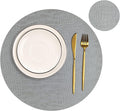 Round Leather Placemats for Round Tables Set of 8, Gray Table Place Mats and Coasters, Washable Easy to Care for Indoor Decor 13" Diameter