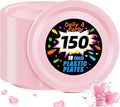 WELLIFE Pink Plastic Plates 10 Inch -150 Count for Party, Disposable Plastic Party Plates for Valentine's Day Easter Mother's Day Baby Shower Dinner Dessert Cake Light Pink