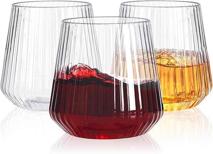 YOUBET 40Pack Plastic Ribbed Wine Glasses by YOUBET