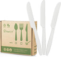 Compostable Knife, 100 Biodegradable Silverware by HERLLY