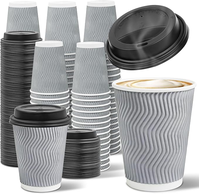 Ginkgo 100 Pack 12 oz Disposable Insulated Coffee Cups by HOME
