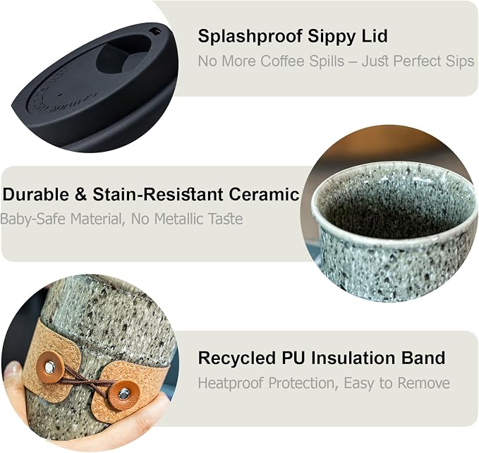 Ceramic Coffee Travel Mug Tea Cups - Image 5