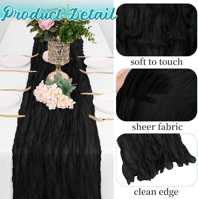 16 Pack Black Cheesecloth Table Runners 20x120 Inch Gauze Table Runner Cheese - Image 3