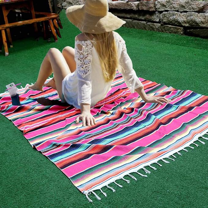 Fowecelt Mexican Serape Blanket Tablecloth 59 x 84 Inch - Image 5