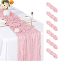 6 Pack Light Pink Cheesecloth Table Runner, 17 x 108 inch, Semi Sheer Boho by ACSUIT