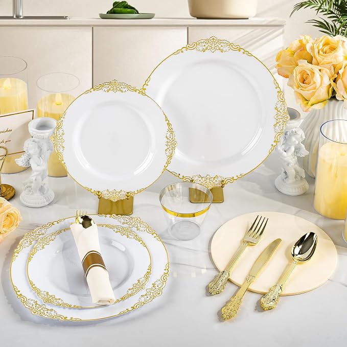 Bestluck 525PCS Gold Disposable Dinnerware - Image 4