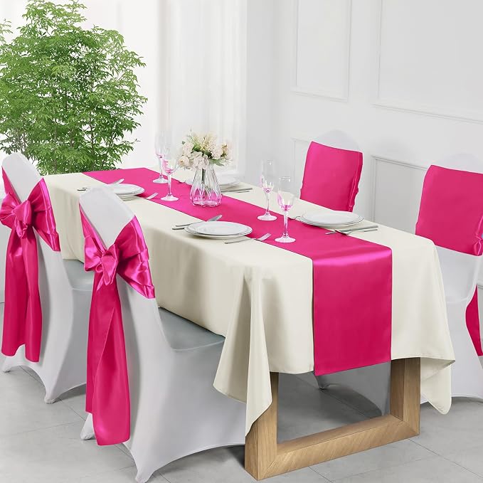 Manyshofu Hot Pink Satin Table Runner 12x72 - Image 5