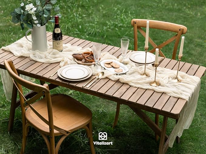 Vitalizart Cheesecloth Table Runner Ivory White 10ft Gauze Boho Rustic | 120 - Image 5
