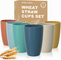 Wheat Straw Cups Set of 6, Unbreakable 20 OZ Reusable Cups, Alternative Plastic by Perlapoc