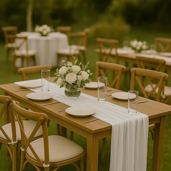 10FT Ivory White Cheesecloth Table Runner 120 Inch Rustic Boho Gauze Cheese - Image 6