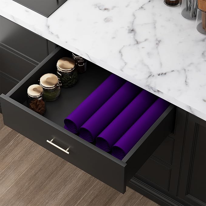 2-Pack Extra Thick Silicone Counter Mats - 24”x16” Large Heat Resistant Kitchen Countertop Protector, Non-Slip Hot Pad Trivet for Air Fryer, Hot Pots & Pans, Coffee Maker (Purple)