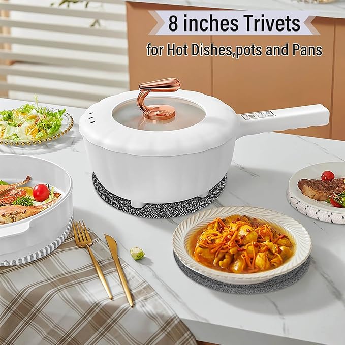 8" Trivets Set for Hot Dishes, 4 Heat Resistant Pot Holders Kitchen Counter, Table, Home Essentials, Anti Stain Hot Pads Plate Mats for Hot pots and Pans