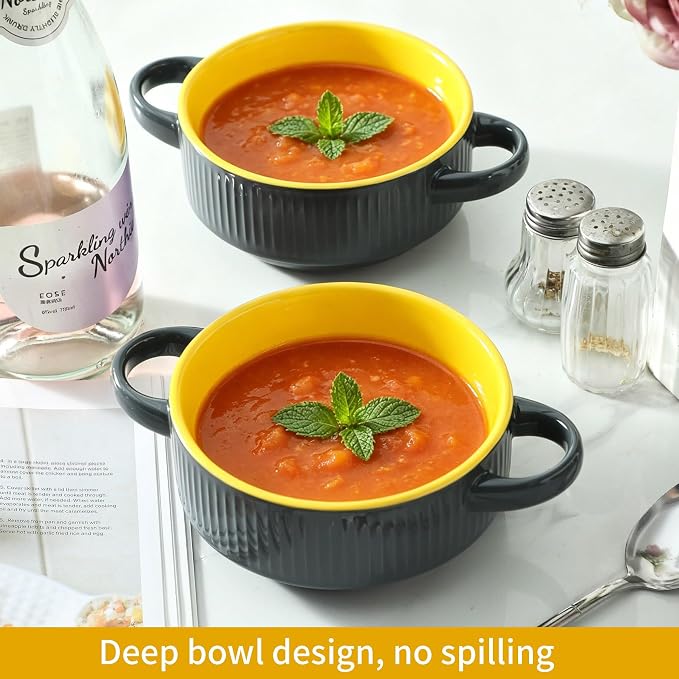 Soup Bowls with Handles, 23 oz French Onion Soup Crocks, Stackable Soup Bowl - Image 5