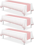 3Pcs White and Rose Gold Tablecloth Party Decorations, Plastic White Table by MASHAN