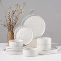 HaWare Dinnerware Sets, 12-Piece Plates and Bowls Set, Speckled White | by HaWare