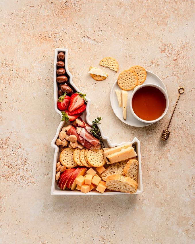 Idaho Shaped Baking Dish Serving Platter or Decorative Tray Charming Porcelain Bakeware Oven Microwave and Dishwasher Safe