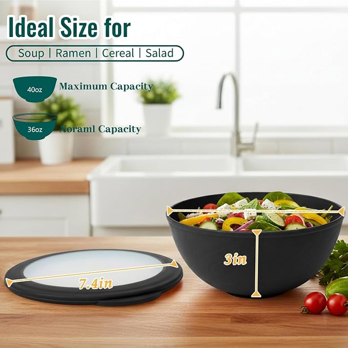 Wheat Straw Bowls Sets of 8, 40 OZ Unbreakable Salad Bowl - Image 3