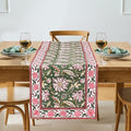 Hunter Green Hand Block Print 100% Cotton Reusable Table Runner 16" X 90" by Ridhi