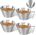 4 Pc Stainless Steel Espresso Shot Cups, 3.4oz/100ml, V-Shaped Mouth by carrottimes