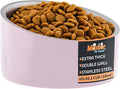 Master Pet Supply Stainless Steel Slanted Dog Cat Food Bowl - 16 oz Heavy Duty - Rose Quartz, Double Wall Insulated, Non-Slip Elevated Bowl for French Bulldogs Pugs Cats, Anti Rust Dishwasher Safe