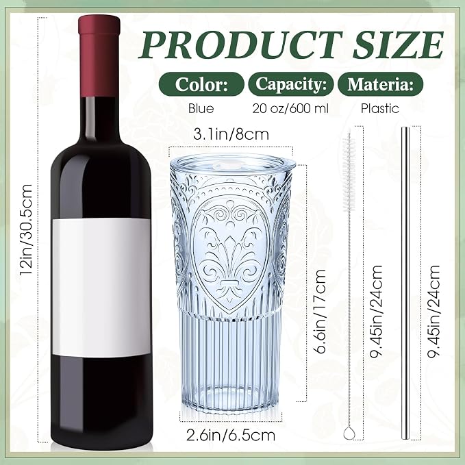 16 Set 20oz Vintage Plastic Tumbler - Image 2