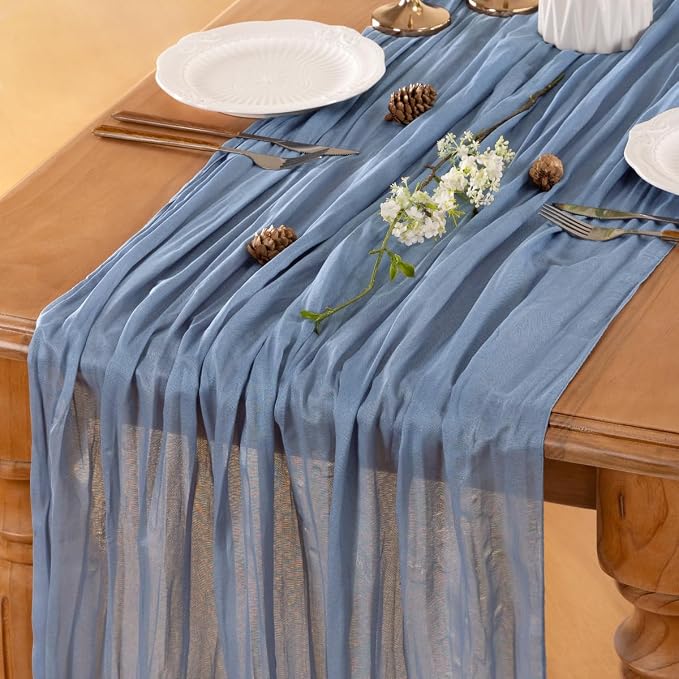 Dusty Blue Cheesecloth Table Runner 120 Inches 10 Pack Gauze Table Runner | - Image 5