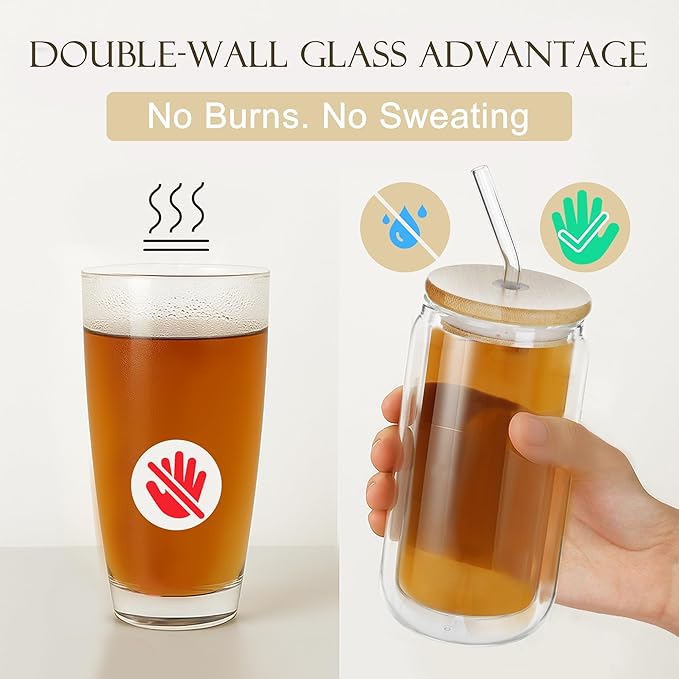 LIBWYS Double Wall Drinking Glass Cups - Image 2