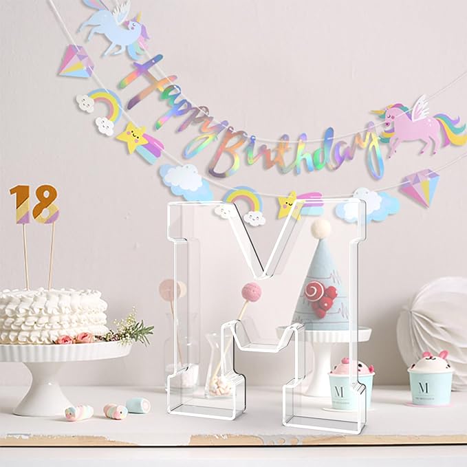 11" Acrylic Letter Charcuterie Tray, Charcuterie Letters Fillable Box for Food, Reusable Serving Cake Candy Dish Display Tray for Birthday Anniversary Party Decoration (Letter M)