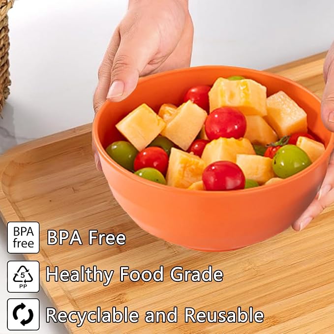 Unbreakable Wheat Straw Cereal Bowls Set of 4, 24 OZ Microwave and Dishwasher - Image 3