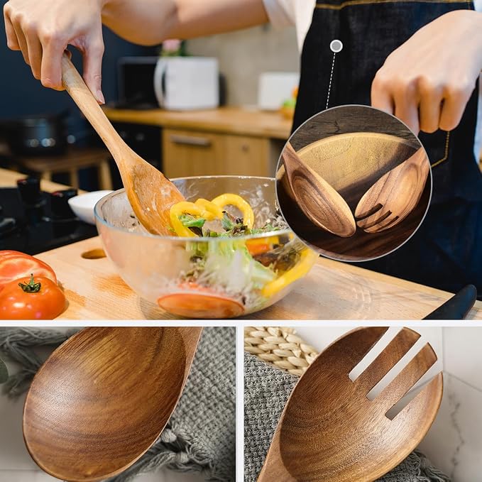 Large Teak Wooden Forks for Salad Serving Set of 2, 13-Inch Teak Wooden Serving - Image 5