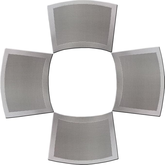 Wedge Shape Placemats for Round Dinner Table Woven Vinyl Wipe Clean Non Slip Plastic Table Mats Set of 4（Grey）