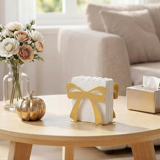 2PCS Gold Bow Standing Napkin Holder - Image 6