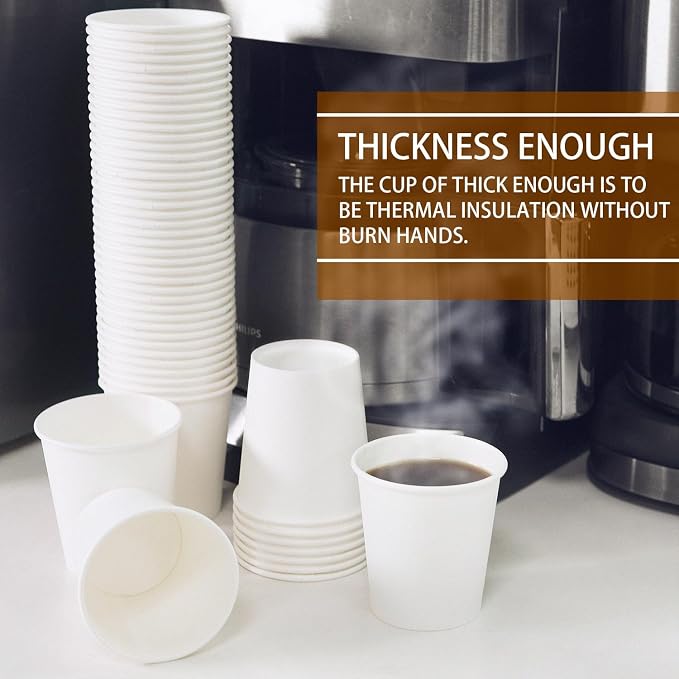 Vumdua 100 Pcs 6 oz Disposable Paper Cups, Hot Cold Beverage Drinking Cup - Image 4