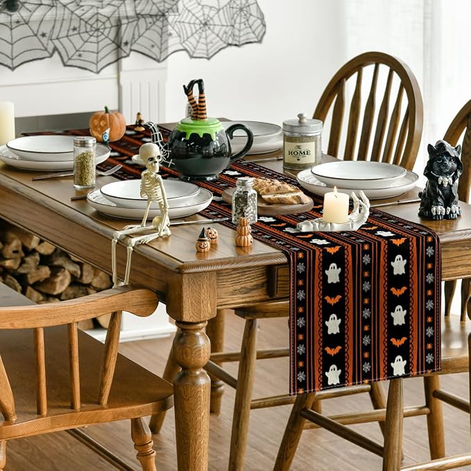 Artoid Mode 210 GSM Halloween Table Runner 13x90 Inch Home Party Decor | Ghosts - Image 4