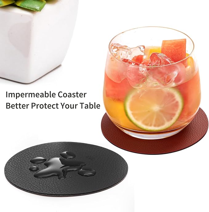 Faux Leather Drink Coasters - Image 2