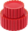 LIYH 100 Red Scalloped Plastic Disposable Plates by LIYHLoveinyourheart